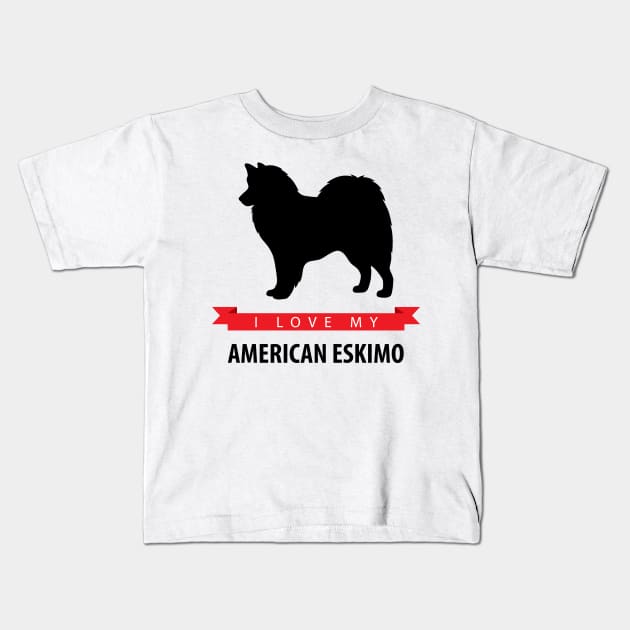 I Love My American Eskimo Dog Kids T-Shirt by millersye